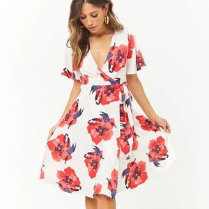 Floral High-Low Wrap Dress - Medium
